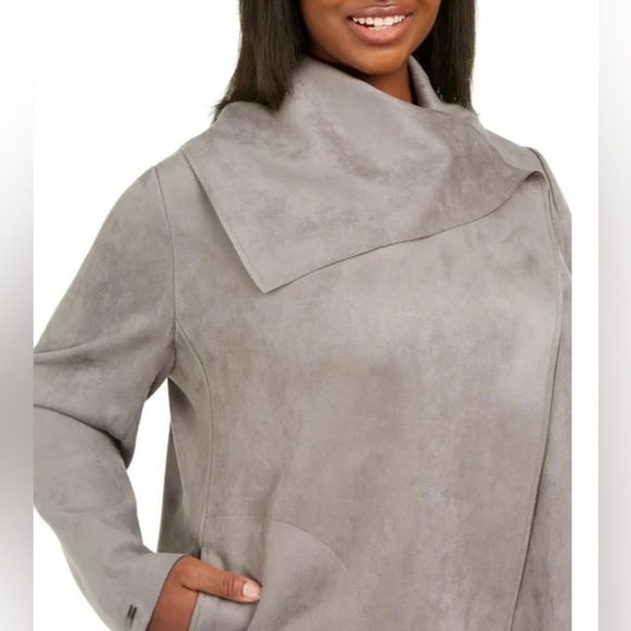 🩶Anne Klein Faux Suede Lightweight Bomber Jacket (1X) - Picture 2 of 10